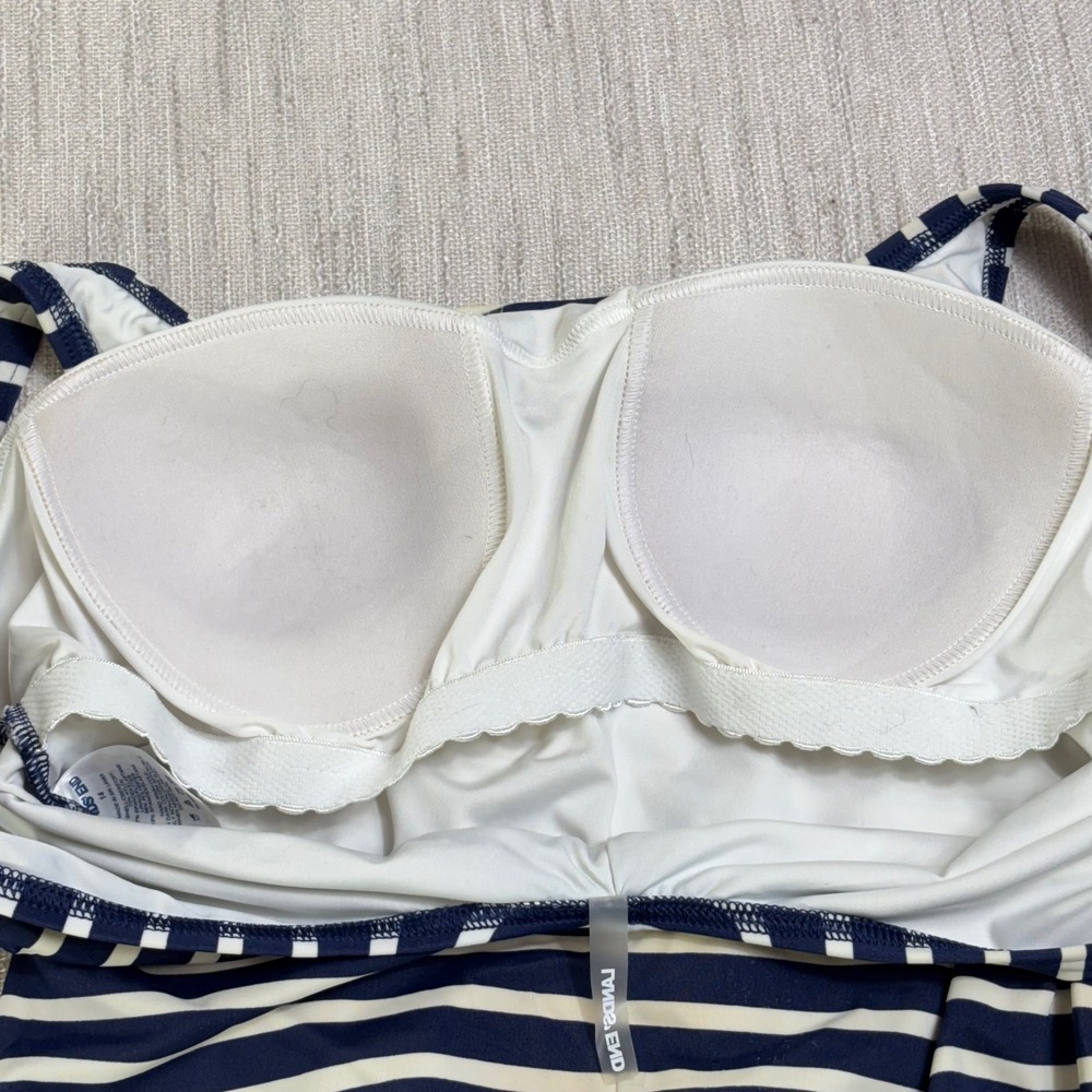 Lands End Womens Navy Blue White Striped One Piece Swimsuit Size 14 Nautical - Picture 5 of 11